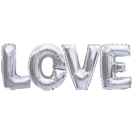 silver love balloons