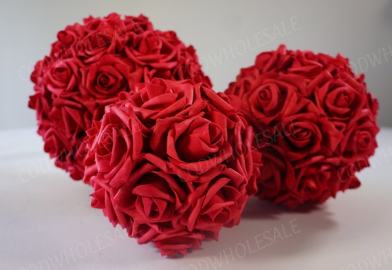 Boule de fleur de rose rouge en mousse douce au toucher boule - Etsy France