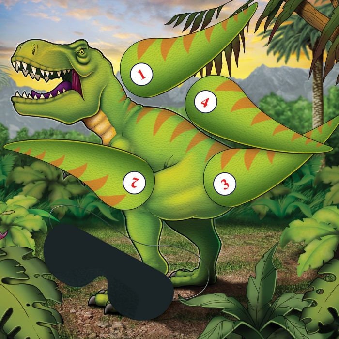 Pin the tail on the dinosaur game, dinosaur party games, dino party, boys birthday  party, dinosaur party supplies, t-rex party games