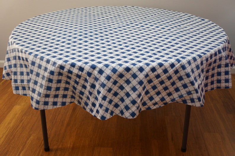 Blue/white Gingham Print Tablecloth Picnic Tablecloth Blue Etsy
