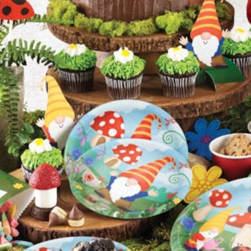 Gnome Party Paper Dessert Plates Party Gnomes Birthday Etsy