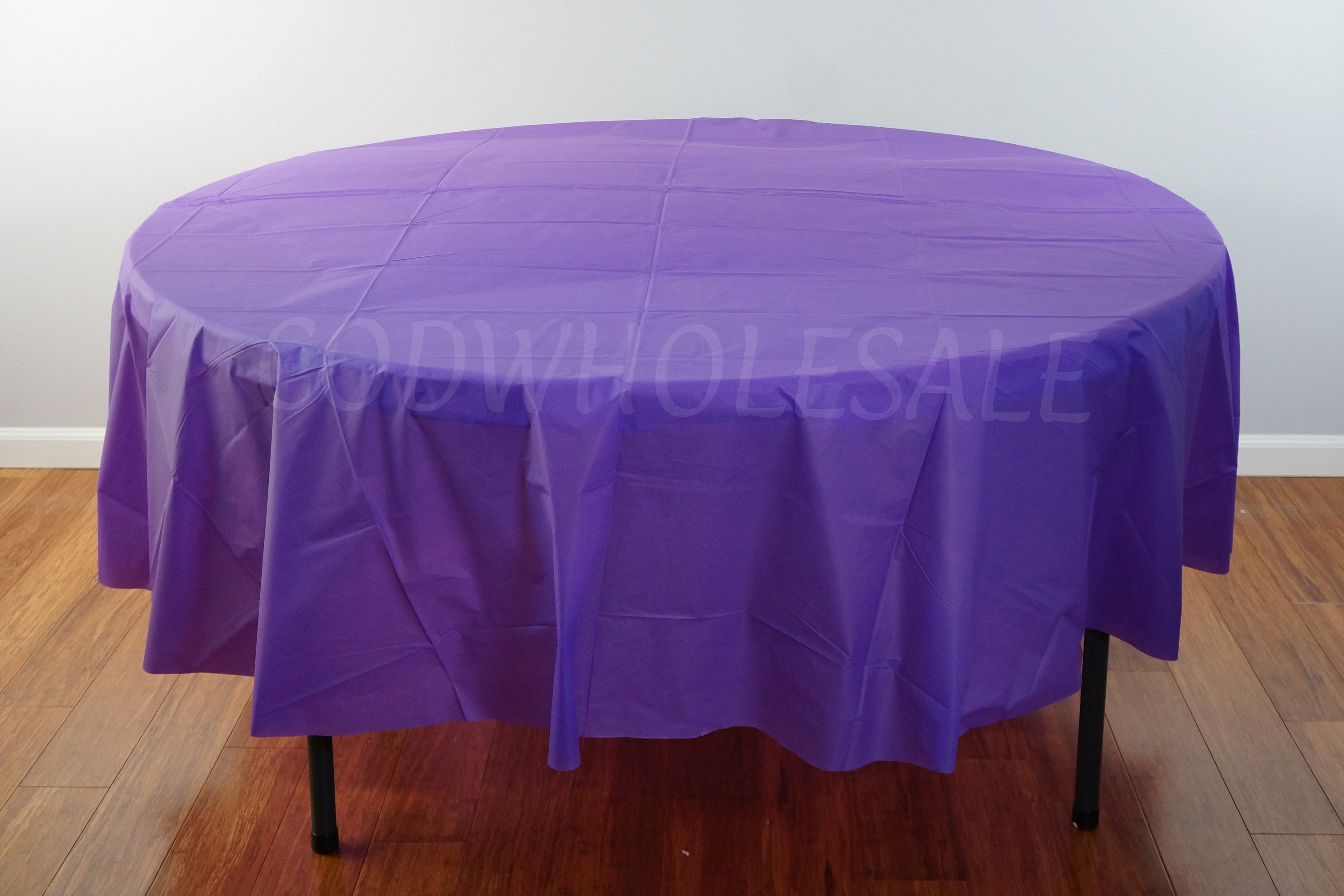 96 Round Purple plastic tablecloths for party large Etsy