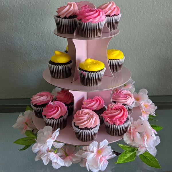 14" Light Pink cardboard cupcake stand, baby shower cupcake stand, first birthday cupcake stand, cardboard cupcake holder