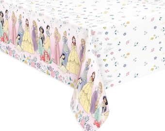 Mantel de plástico de princesas de Disney con todas tus princesas favoritas, cumpleaños de princesas bonitas, fiesta de cumpleaños de princesas, fiesta de princesas