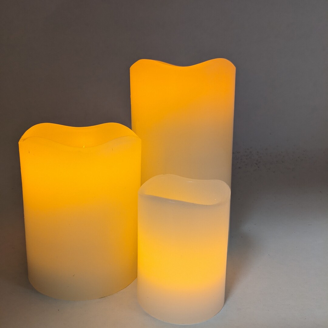 LED Flameless Flickering Pillar Candles Made With Real Wax Etsy
