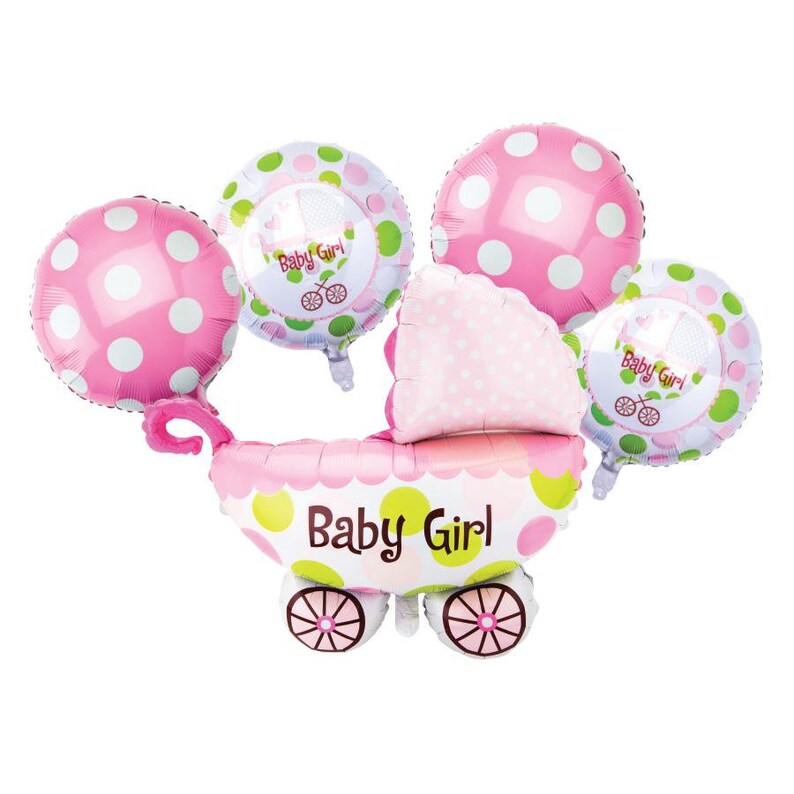 Baby Girl Shower 5 Piece Mylar Balloon Bouquet Baby Girl Etsy