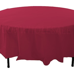96&quot; Round Burgundy plastic tablecloths for parties, large round plastic tablecloth, tablecloth for large tables