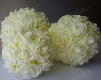 Ivory Foam rose soft touch flower ball ivory pomander flower ball, foam rose flower balls, hanging foam pomander flower ball