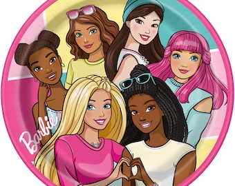 Barbie party paper Lunch plates, Barbie birthday, Birthday party supplies, girl party ideas