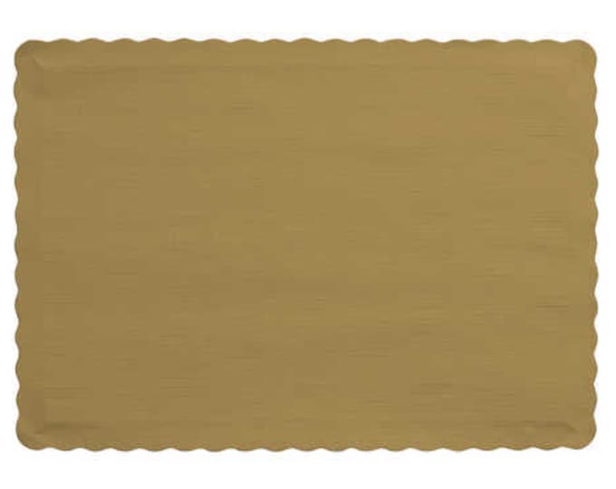 50 count gold Paper Placemats, paper placemats with a scalloped edge, paper place mat, gold place mat, gold placemat