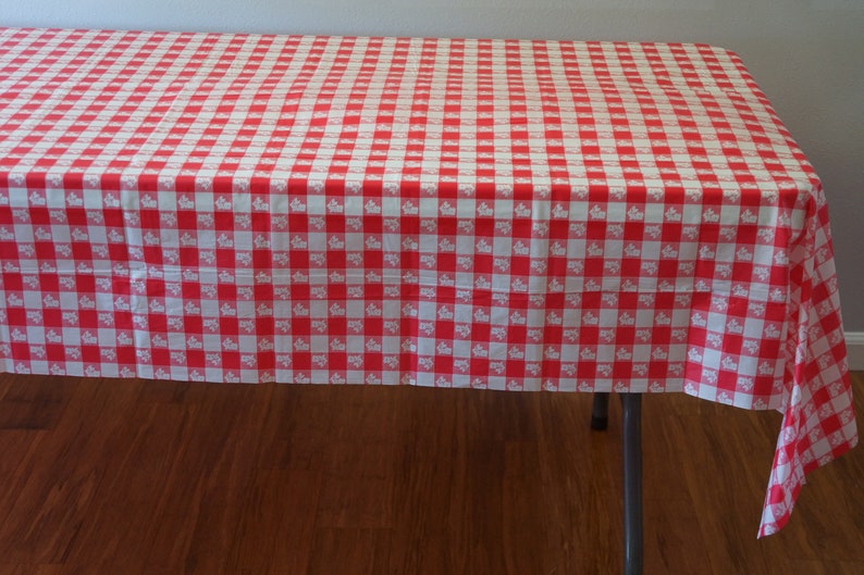 Red/white Gingham Print Tablecloth Picnic Tablecloth Red Etsy