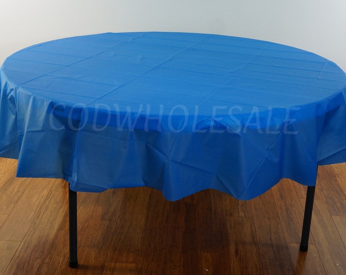 Royal blue round 84 inch plastic table cover, party tablecloths, plastic table cover, disposable tablelcoth, plastic party tablecloth