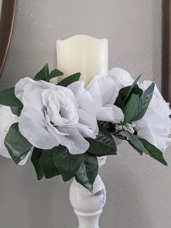 Silk flower deals candle rings