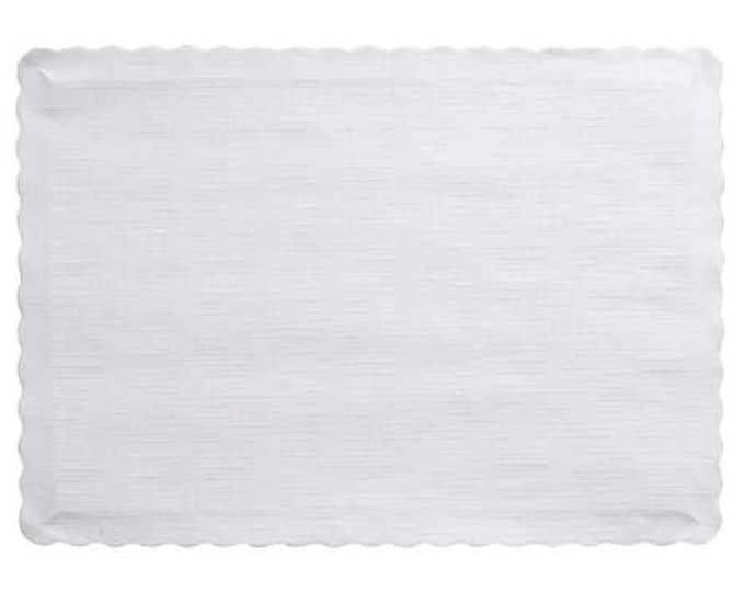 50 count White Paper Placemats, paper placemats with a scalloped edge, paper place mat, white place mat, white placemat
