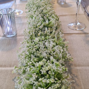 62&quot; Artificial babys breath garland, fern flower garland, green wedding runner, woodland nursery garland, baby breath garland, fern garland