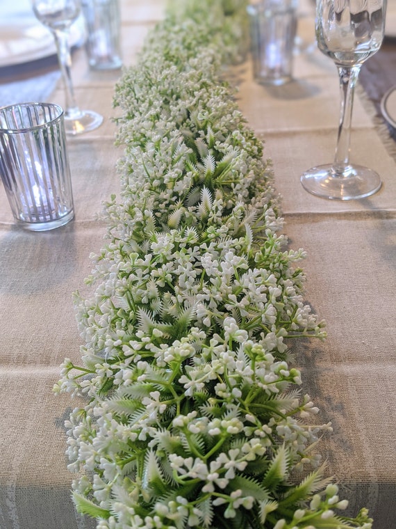 62 Artificial Babys Breath Garland, Fern Flower Garland, Green