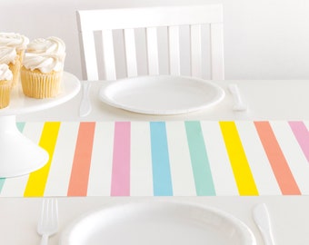 Pastel stripe paper table runner, ice cream party, kids party decor, two sweet, sweet treats, baby shower, first birthday