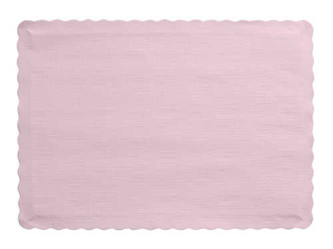 50 Count Pink Paper Placemats, Paper Placemats With a Scalloped Edge