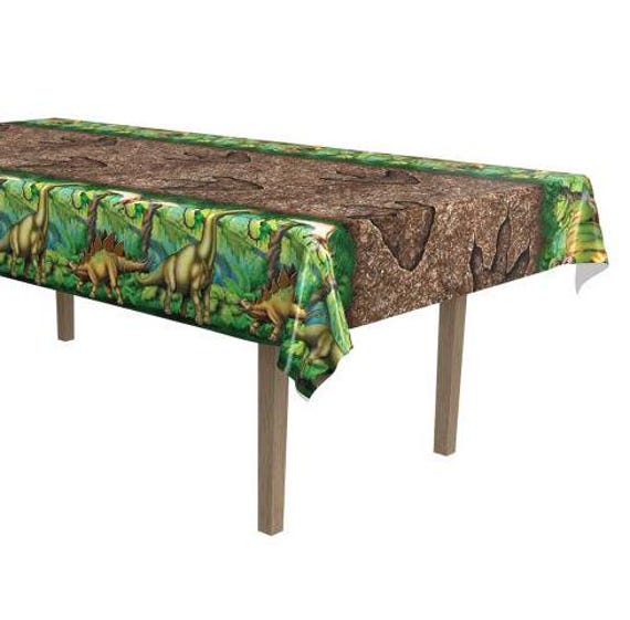 Dinosaur Birthday Tablecloth - 3 Pack Brown Plastic Covers 54x108 Inch | Party Supplies Decor