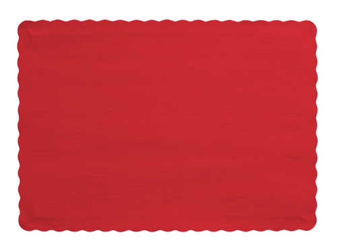 50 Red Paper Placemats Red Scalloped Edge Placemats Paper Etsy