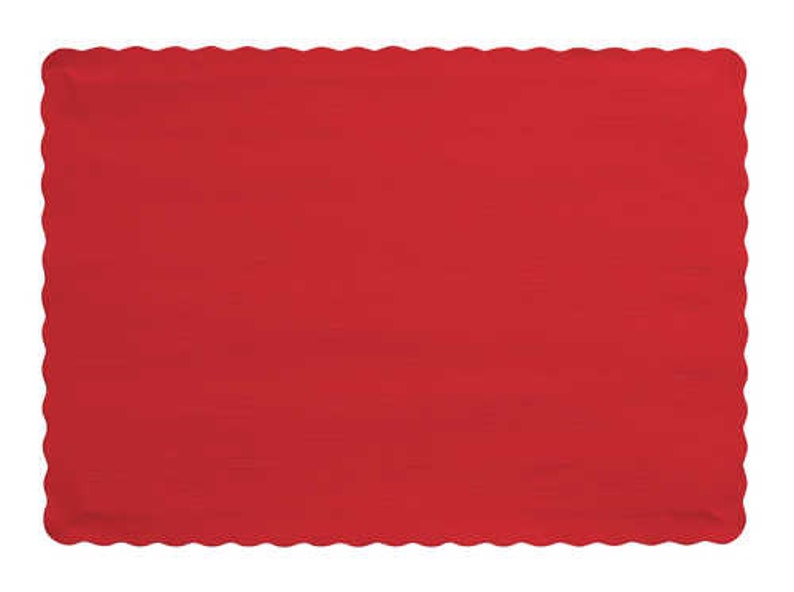 50 Red Paper Placemats Red Scalloped Edge Placemats Paper Etsy