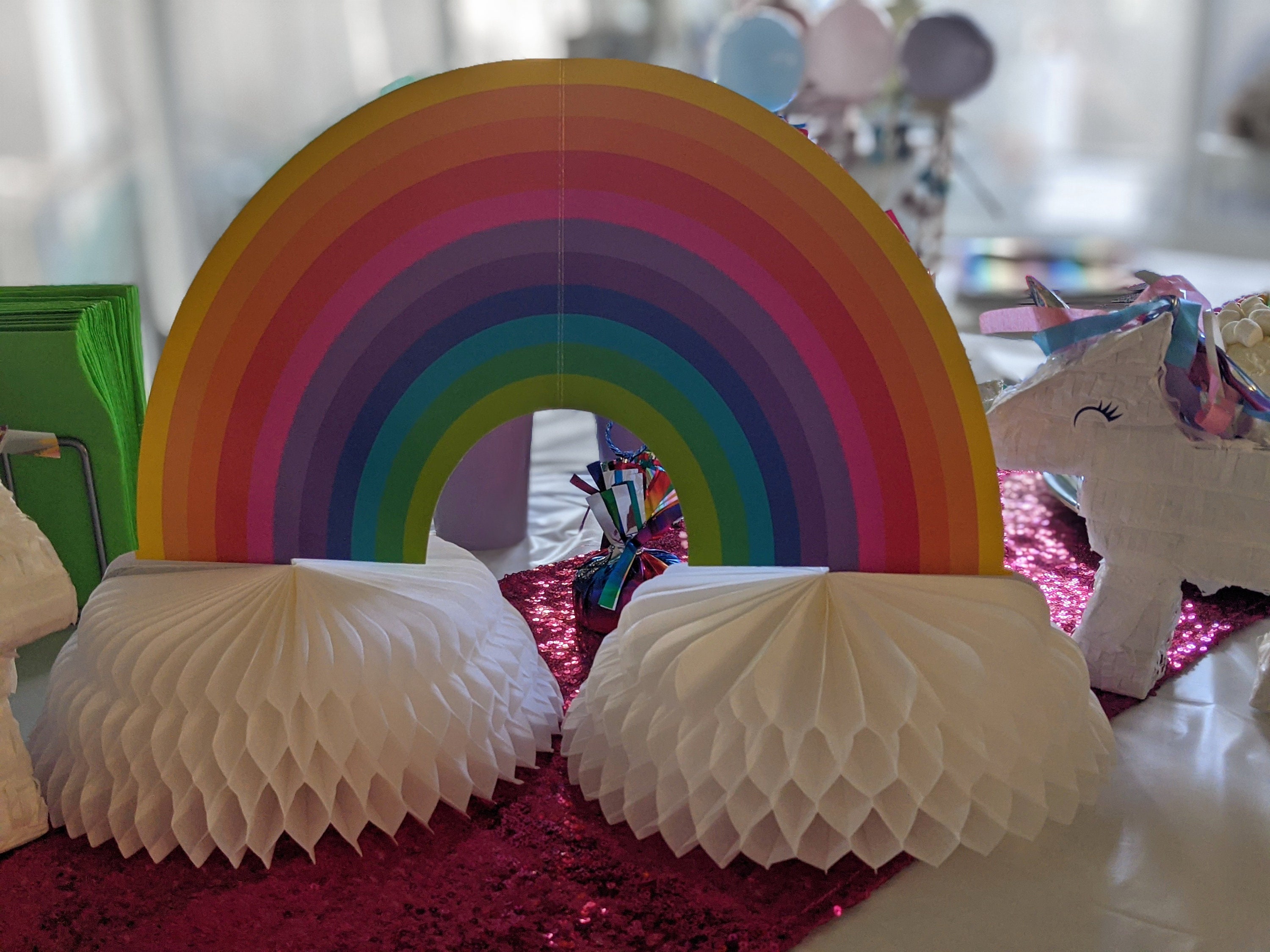 18 Honeycomb 3d Rainbow Centerpiece, Rainbow Birthday Party