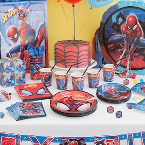 Spiderman paper happy birthday banner, Spiderman birthday party, Spiderman party supplies, Spiderman tableware