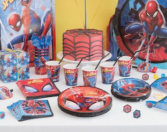 Spiderman paper happy birthday banner, Spiderman birthday party, Spiderman party supplies, Spiderman tableware
