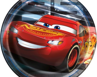 Cars movie paper lunch plates 8ct, lightning mcqueen, doc hudson, sally carrera, party supplies, cars 3, kids party supplies