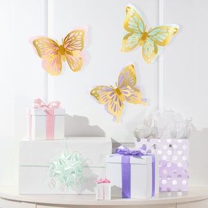3D butterfly wall decor, butterfly shimmer party supplies, pink and purple birthday, toddler birthday party, butterfly birthday
