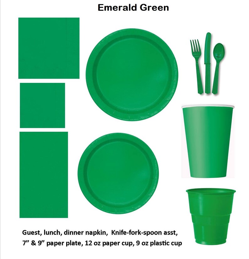 Emerald Green Paper Tableware Emerald Plates Emerald Reen Etsy