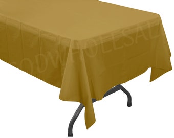 Gold Plastic Tablecloth, 54x108 Rectangle, Party Decor