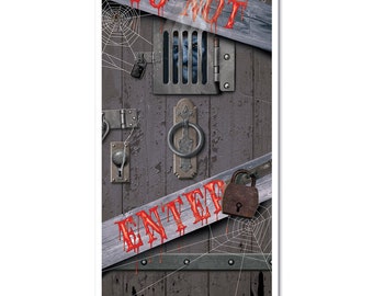 Spooky halloween door cover, scary