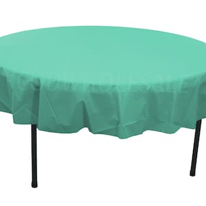 84&quot; Round Mint pastel green plastic tablecloths for parties, large round plastic tablecloths, tablecloths for 5 foot tables