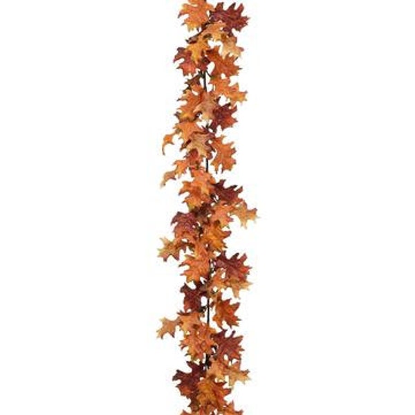 70" Fall oak leaf garland, soft touch garland, maple leaf fall garland, fall oak leaf home decor, thanksgiving decor, mantle decor for fall