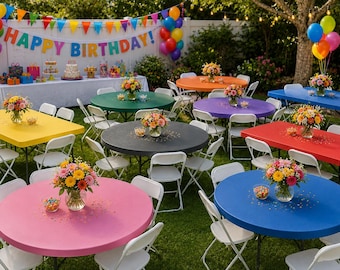 Kwik covers plastic elastic fitted, huggable and stretchable tablecloth, outdoor, picnic, bbq, party