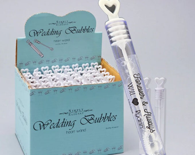 48pc Wedding bubbles set and labels, heart wedding bubbles, wedding send off bubbles, wedding bubble wands, wedding bubble labels