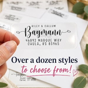 30 Clear personalized address return labels, clear labels, custom labels, personalized labels, name and address stickers, wedding labels