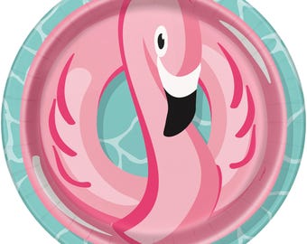 Summer fun pool party plates 8ct, beach party, pool party, spring, party decorations, party plates, flamingo party, tropical