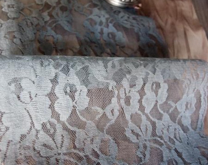 10 yards-Gray chantilly lace table runner, wedding table runner, polyester lace runner, lace wedding runner, lace table roll, gray chantilly