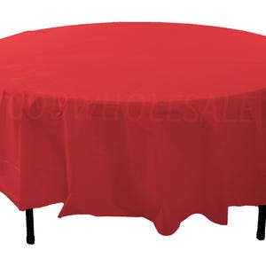 96&quot; Round red plastic tablecloths for parties, large round plastic tablecloth, tablecloth for large tables, graduation, banquet, church