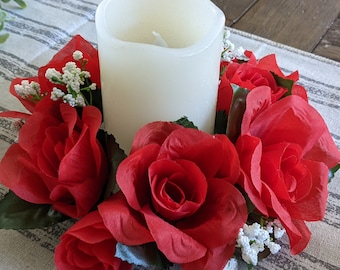 Wreath Rose Unity Roses Wedding Decoration Silk Flower Candle Rings 