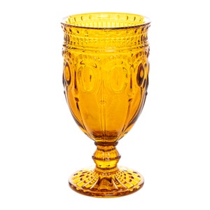 10oz Amber Vintage inspired glass goblet, DIY wedding tableware, Gold drinkware, gold cup, Glass chalice, DIY medieval wedding decor