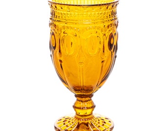 10oz Amber Vintage inspired glass goblet, DIY wedding tableware, Gold drinkware, gold cup, Glass chalice, DIY medieval wedding decor
