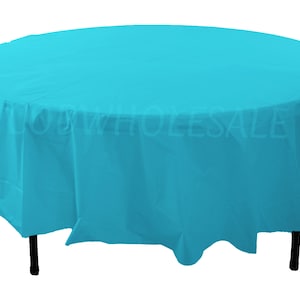 96&quot; Round Turquoise blue plastic tablecloths for party, large round plastic tablecloth, tablecloth for large table, blue party tablecloth
