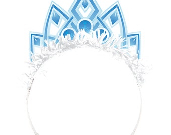 8 snow princess tiara's with fringe, princess birthday party. winter princess crown, winter wonderland party, tiara party favors
