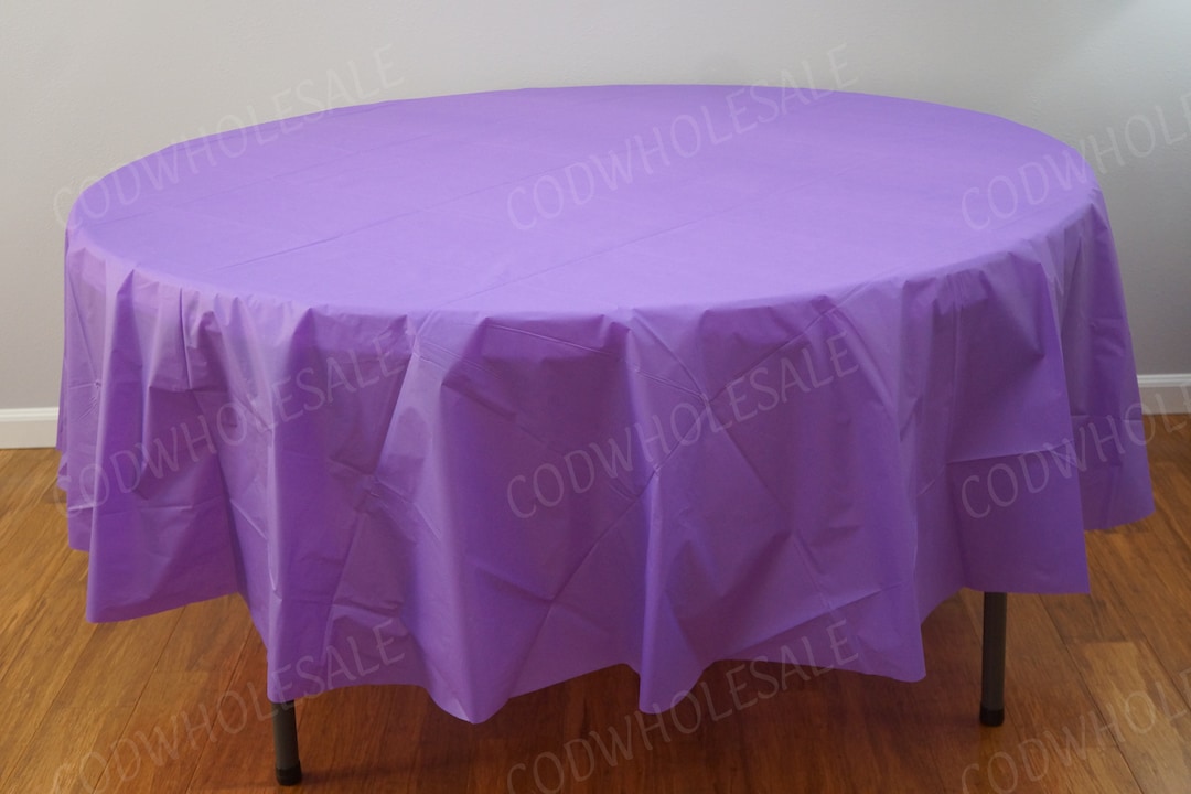 96 Round Purple Plastic Tablecloths for Parties Large Etsy