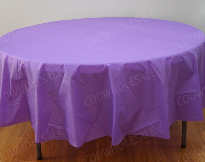 96" Round Purple plastic tablecloths for parties, large round plastic tablecloth, tablecloth for large tables, rould purple table cloth