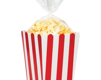 Popcorn favor boxes with cello bags, carnival party favors, circus party decorations, circus carnival, diy carnival decor