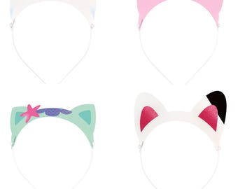 Diademas de casa de muñecas de Gabby, regalos de fiesta, fiesta de niñas, artículos para fiestas, ideas para fiestas de cumpleaños de niñas, diademas con orejas de gatito